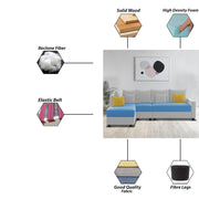 Inclair LHS 6 Seater L Shape Sofa Set for Living Room (Turquise Grey Fabric) Premium Fabric Sofa