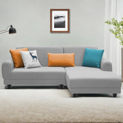 Casaliving Kaven LHS 4 Seater L Shape Sofa Set for Living Room (Black Fabric)