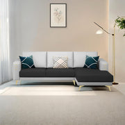 Falco RHS 4 Seater L Shape Sofa Set for Living Room (Black Grey Fabric) Premium Fabric Sofa