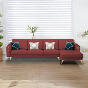 Falco RHS 6 Seater L Shape Sofa Set for Living Room (Maroon Fabric) Premium Fabric Sofa