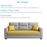 Evona 3 Seater Sofa Set for Living Room (Yellow Grey Colour Fabric) Premium Fabric Sofa