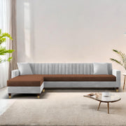 Garcia LHS 6 Seater L Shape Sofa Set for Living Room (Black Grey - Colour) Premium Fabric Sofa Set