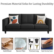 Casaliving Mikasa 3 Seater Sofa Set for Living Room (Black Colour Fabric) Premium Fabric Sofa