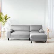 Casaliving Amelia RHS 6 Seater L Shape Sofa Set for Living Room (Black Fabric) Premium Fabric Sofa