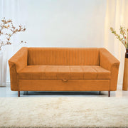 Casaliving Doraldo 3 Seater Sofa Cum Bed for Living Room (Cream Fabric) Premium Fabric Sofa