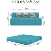 Marcus 3 Seater Sofa Cum Bed with 3 Cushions for Living Room (Black Fabric) Premium Fabric Sofa Set 6.5 X 6.5 Feet
