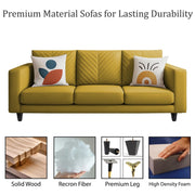 Casaliving Mikasa 3 Seater Sofa Set for Living Room (Black Colour Fabric) Premium Fabric Sofa