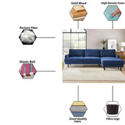 Oudrey 3 Seater Sofa Set with Center Table for Living Room (Blue Colour) Premium Fabric Sofa