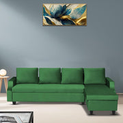 Asper RHS 6 Seater L Shape Sofa Set for Living Room (Green Fabric) Premium Fabric Sofa