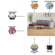 Charmi LHS 4 Seater L Shape Sofa Set for Living Room (Maroon Grey Fabric) Premium Fabric Sofa