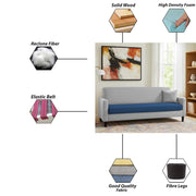 Premium Valkyrie 3 Seater Sofa Set 3 Seater Modern Sofa Set for Living Room (Blue Grey Color Fabric)