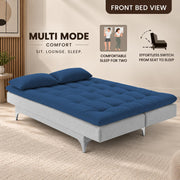 Casaliving Danny Sofa Cum Bed for Living Room Premium Fabric Sofa New 3 Seater Sofa Cum Bed Velvet Fabric with 2 Cushions and Suitable for All Indoor (Black Grey)
