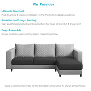 Mikasa 4 Seater RHS L Shape Sofa Set for Living Room (Black Grey Fabric) Premium Fabric Sofa Set for Living Room