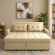 Treshta 2 Seater Pull-Out Premium Fabric Sofa Cum Bed Sofa Set for Living Room (Blue Fabric Color) Premium Fabric Sofa Set for Living Room
