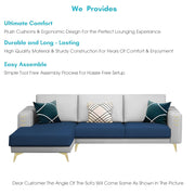 Falco LHS 4 Seater L Shape Sofa Set for Living Room (Blue Grey Fabric) Premium Fabric Sofa