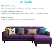 Aria RHS 4 Seater L Shape Sofa Set for Living Room (Purple) Premium Fabric Sofa Set