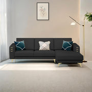 Falco RHS 4 Seater L Shape Sofa Set for Living Room (Black Fabric) Premium Fabric Sofa