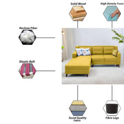 Lifestyle 4 Seater LHS L Shape Sofa Set for Living Room - (Yellow Fabric) Premium Fabric Sofa Set