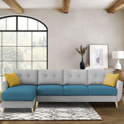 Lizel LHS 6 Seater L Shape Sofa Set for Living Room (Turquise Grey Fabric) Premium Velvet Fabric Sofa