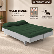 Casaliving Danny Sofa Cum Bed for Living Room Premium Fabric Sofa New 3 Seater Sofa Cum Bed Velvet Fabric with 2 Cushions and Suitable for All Indoor (Black Grey)