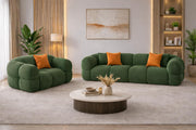 Vetras Modern Velvet Bubble Cloud Sofa, Tufted Design Upholstered 3+1 Seater Sofa Set for Living Room, (Black Colour) Premium Velvet Fabric Sofa