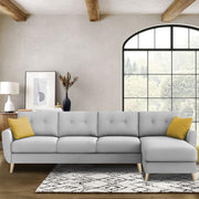 Lizel RHS 6 Seater L Shape Sofa Set with Center Table for Living Room (Grey Fabric) Premium Velvet Fabric Sofa