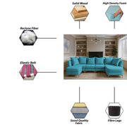 Zoe 8 Seater U Shape Sofa Set for Living Room (Black Grey Colour) Premium Fabric Sofa Set Living Room