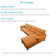 Janifer RHS 6 Seater L Shape Sofa Set for Living Room (Orange Colour) Premium Fabric Sofa Set
