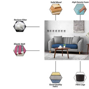 Doraldo 2 Seater Sofa Set for Living Room (Black Colour Fabric) Premium Fabric Sofa for Living Room