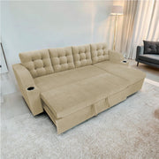 Grance LHS 4 Seater Corner Sofa Cum Bed for Living Room (Black Fabric) Premium Fabric Sofa