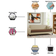 Premium Valkyrie 3 Seater Sofa Set 3 Seater Modern Sofa Set for Living Room (Cream Brown Color Fabric)