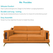 Falconar 3 Seater Sofa Set for Living Room (Orange Fabric) Premium Fabric Sofa