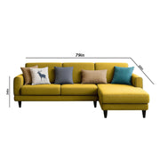 Aria RHS 4 Seater L Shape Sofa Set for Living Room (Yellow) Premium Fabric Sofa Set