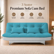 Casaliving Danny Sofa Cum Bed for Living Room Premium Fabric Sofa New 3 Seater Sofa Cum Bed Velvet Fabric with 2 Cushions and Suitable for All Indoor (Black Grey)