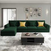 Delton LHS 6 Seater L Shape Sofa Set for Living Room (Green) Premium Fabric