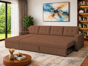 Casaliving Treshta 6 Seater LHS L - Shape Pull-Out Sofa Cum Bed Sofa for Living Room (Dark Grey Fabric Color) Premium Fabric Sofa Set for Living Room Sofa Cum Bed