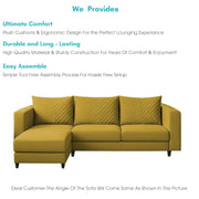 Mikasa 4 Seater LHS L Shape Sofa Set for Living Room (Yellow Fabric) Premium Fabric Sofa Set for Living Room