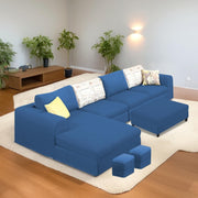 Badger RHS 8 Seater L Shape Sofa Set with Center Table for Living Room (Grey Fabric) Premium Fabric Sofa