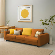 Minta 3 Seater Sofa Set for Living Room (Orange Colour Fabric) Premium Fabric Sofa