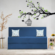 Mapron 1 Seater Sofa Cum Bed with 1 Cushions for Living Room (Black Fabric) Premium Fabric Sofa 2.5x6 Feet