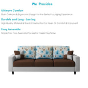 Rolando 3 Seater Sofa Set for Living Room (Brown Grey Colour) Premium Fabric Sofa Set