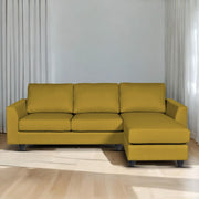 Danver RHS 4 Seater L Shape Sofa Set for Living Room (Yellow Fabric) Premium Fabric Sofa