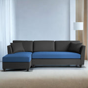 Casaliving Marvin LHS 4 Seater L Shape Sofa Set for Living Room (Black Fabric) Premium Fabric Sofa