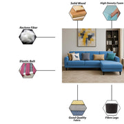 Aria RHS 4 Seater L Shape Sofa Set for Living Room (Turquise) Premium Fabric Sofa Set