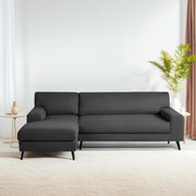 Casaliving Amelia RHS 6 Seater L Shape Sofa Set for Living Room (Black Fabric) Premium Fabric Sofa