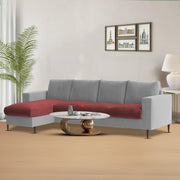 Charmi LHS 6 Seater L Shape Sofa Set for Living Room (Maroon Grey Fabric) Premium Fabric Sofa