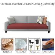 Casaliving Amara 3 Seater Sofa Set for Living Room (Black Purple Colour Fabric) Premium Fabric Sofa