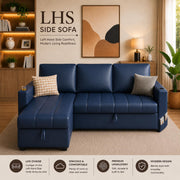 Casaliving Glanie LHS 4 Seater Corner Sofa Cum Bed for Living Room with Storage (Beige Fabric) Leatherette Fabric Sofa with Cup Holder