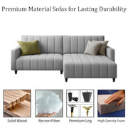 Netlie 4 Seater RHS L Shape Sofa Set for Living Room (Grey Fabric) Premium Fabric Sofa Set for Living Room