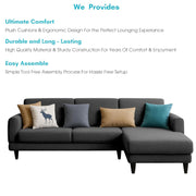 Aria RHS 4 Seater L Shape Sofa Set for Living Room (Black) Premium Fabric Sofa Set